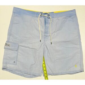 Polo Ralph Lauren Mens Swim Trunks Light Blue Cargo Pocket Mesh Lined Large L